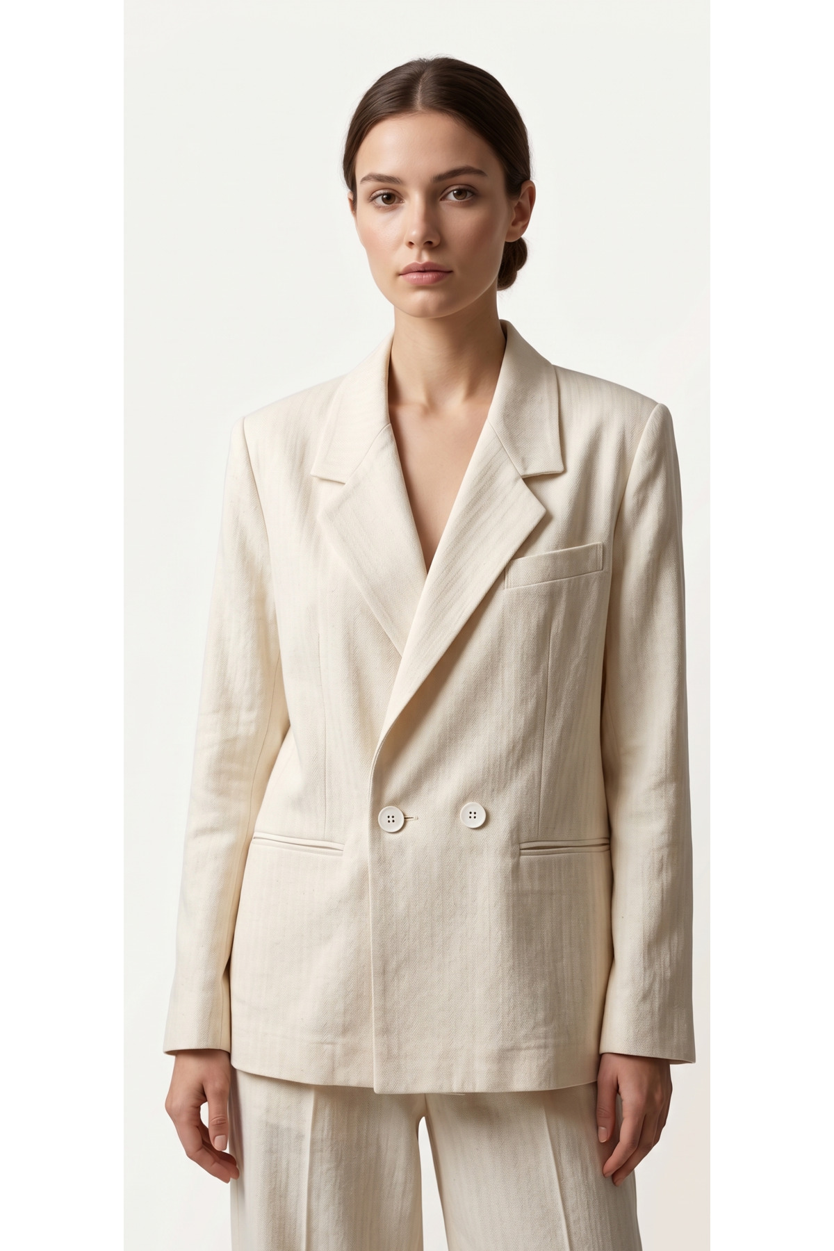 Minimal Krem Blazer & Pantolon Takım - Görsel 2