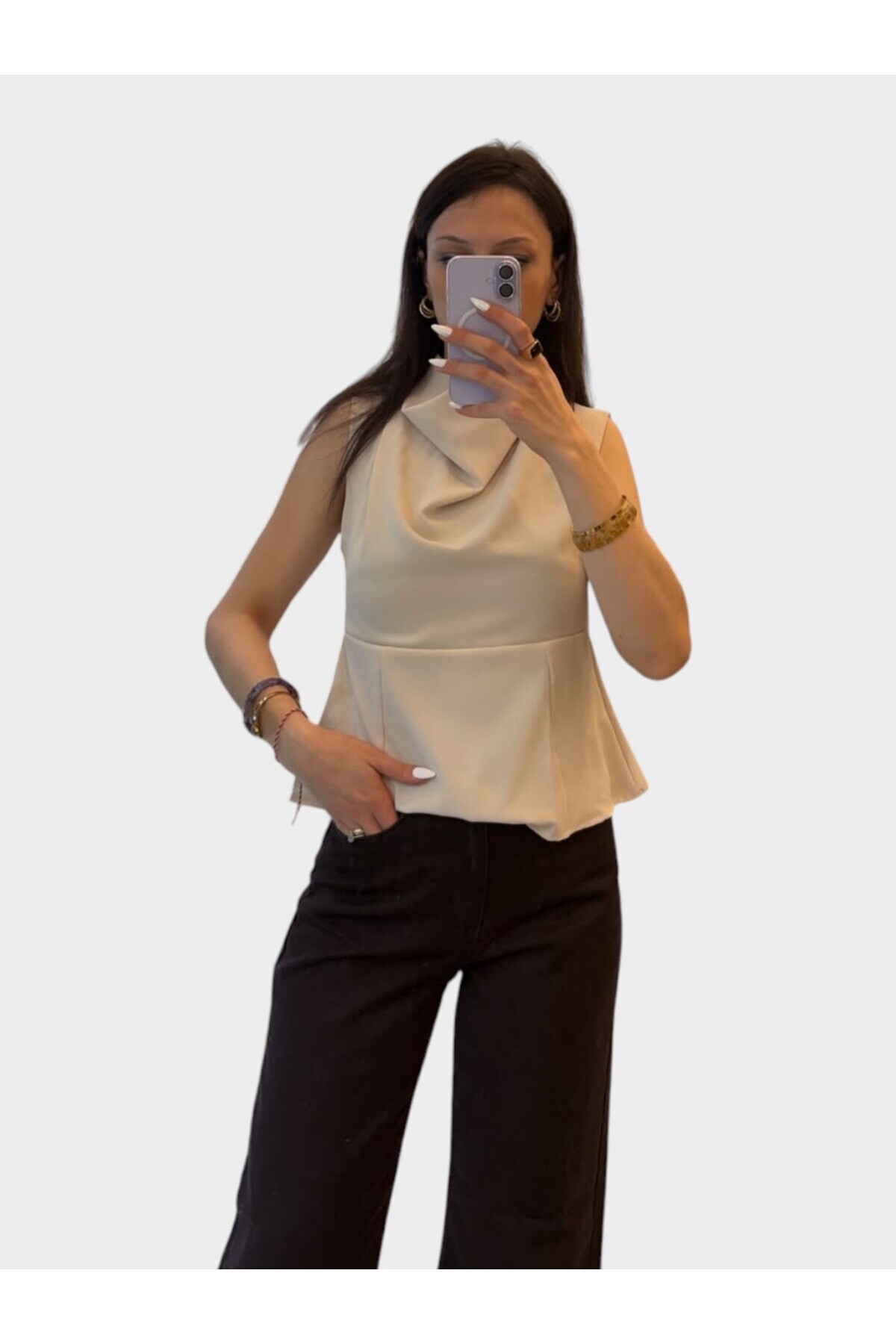 Drapeli Bluz Şık Ofis & Günlük Bluz