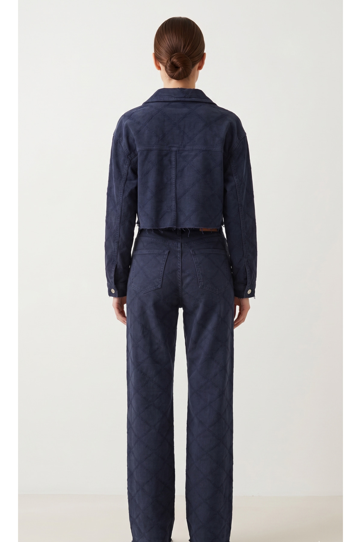 Kapitone Desenli Denim Takım – Lacivert - Görsel 3