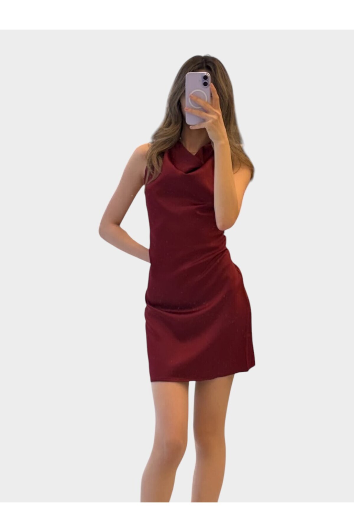 Saten Mini Elbise - Görsel 2