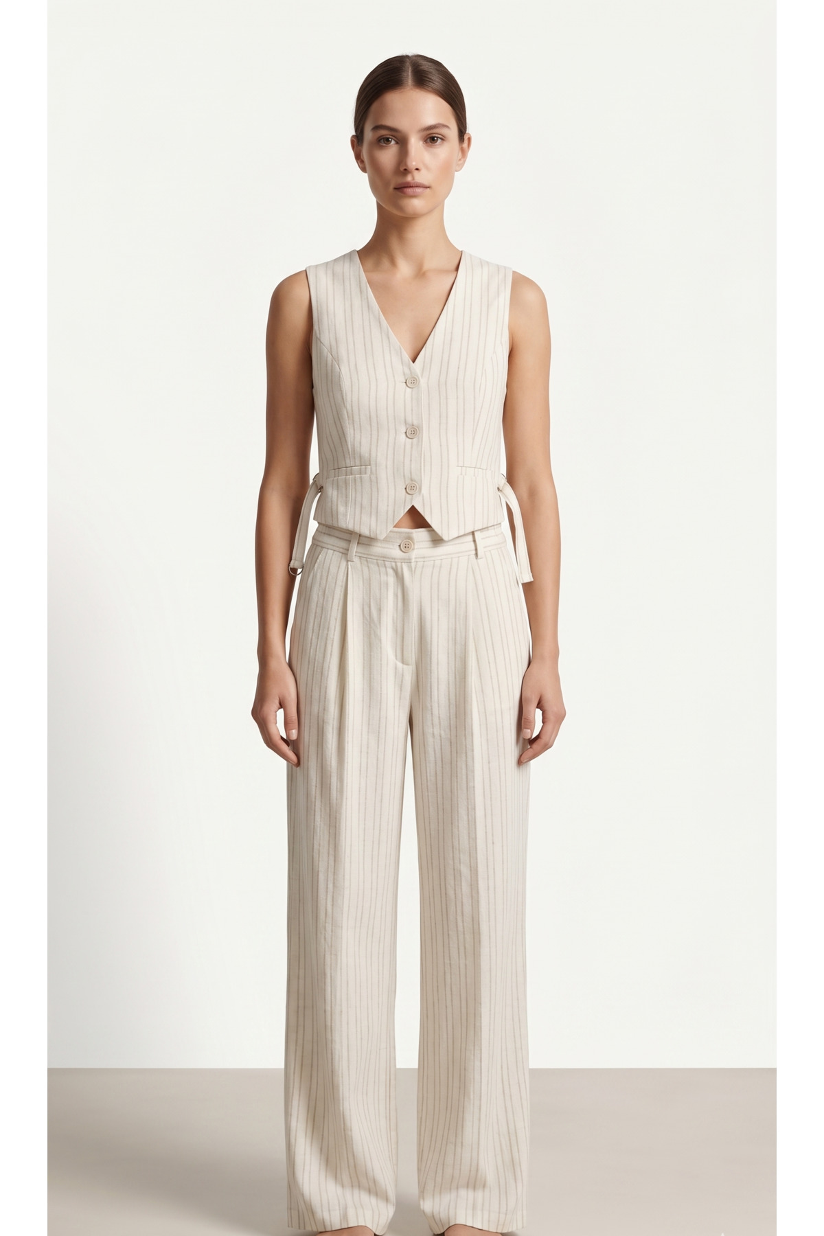 Minimal Çizgili Takım – Premium Yelek & Pantolon Set