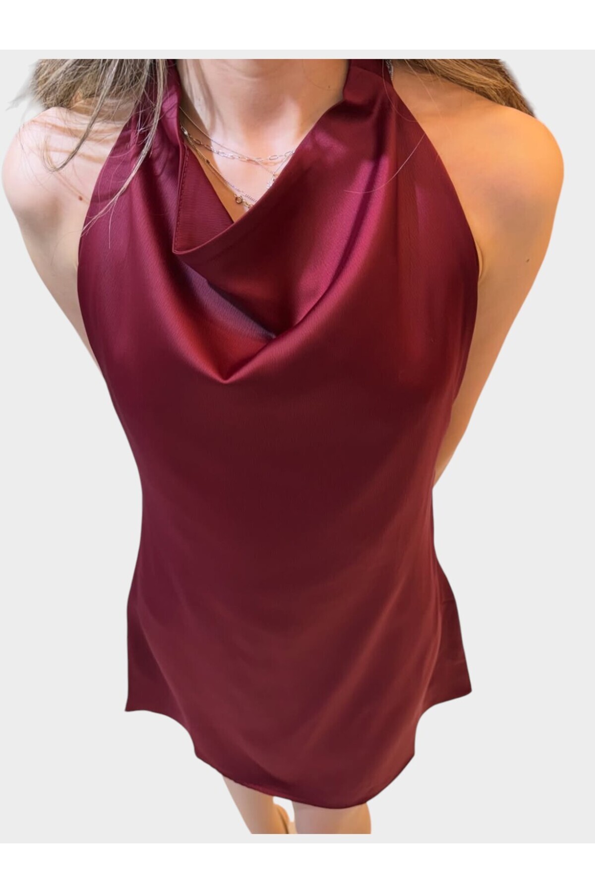 Saten Mini Elbise - Görsel 3