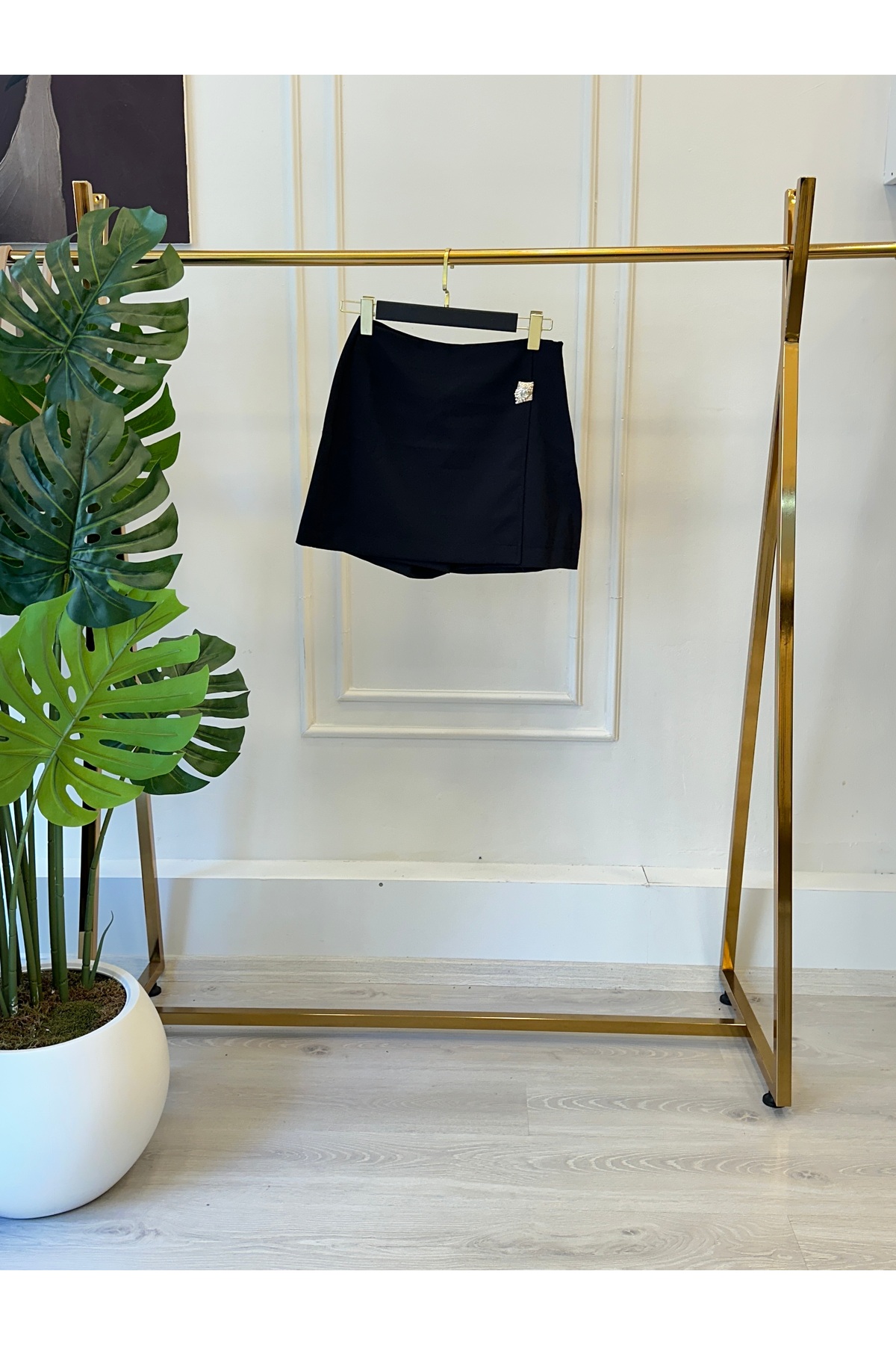Kahve Mini Etek Gold Detaylı - Görsel 3