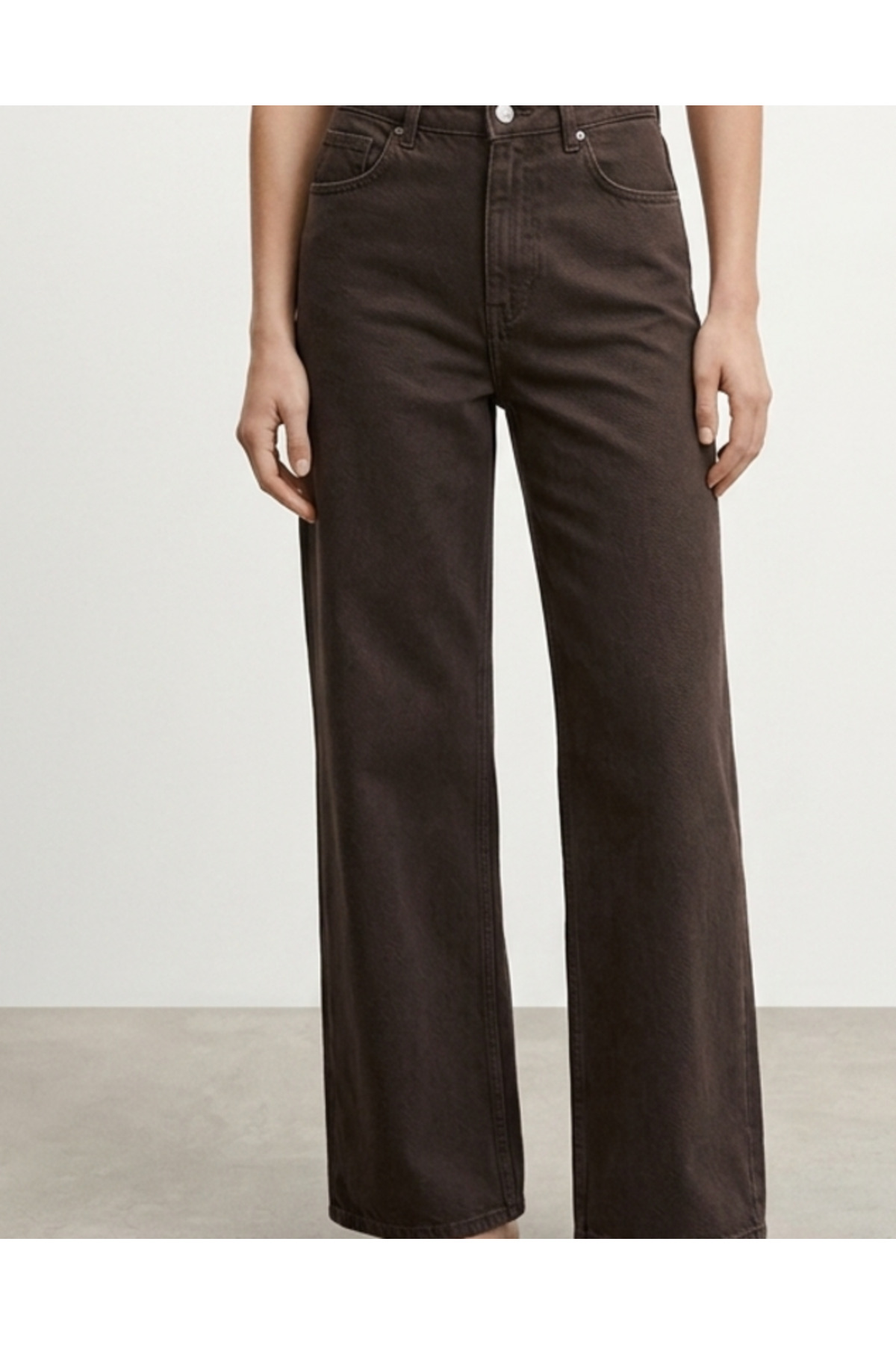 Kahverengi Yüksek Bel Wide Leg Jean